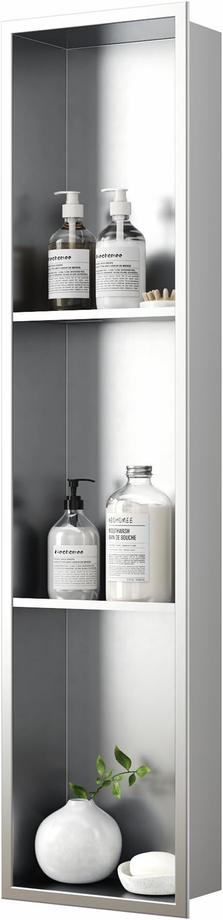 Neodrain 8X36 Inch Brushed Three Layers Stainless Steel Shower Niche, NO Tile by Neodrain