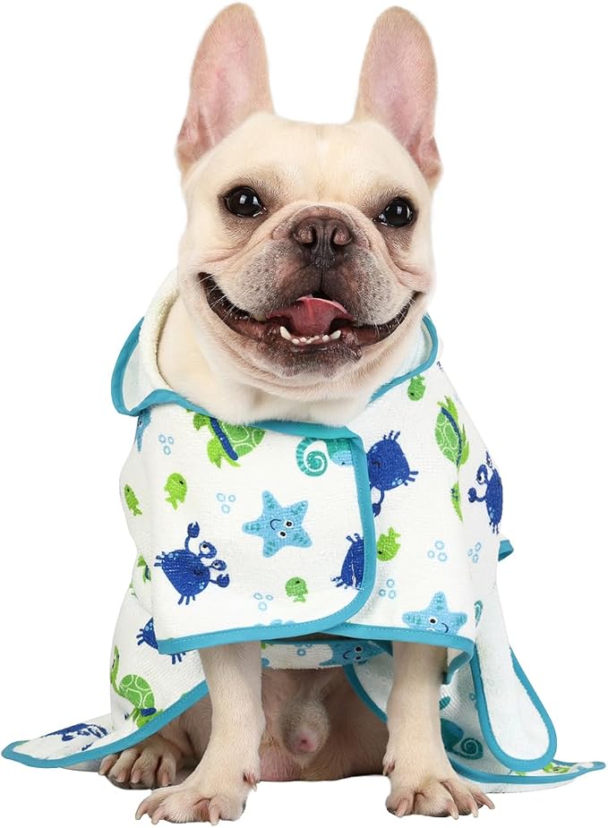 HDE Dog Bathrobe Super Absorbent Quick Drying Puppy Towel Wrap Coat Adjustable - Image 4