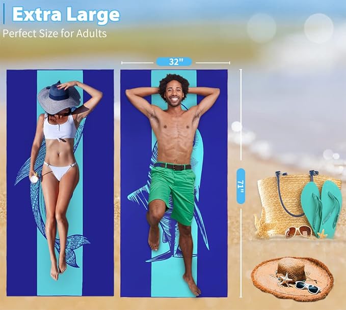 4 Pack Microfiber Oversized Lightweight Beach Towel 71"x32" XL Extra Large Thin - Image 3