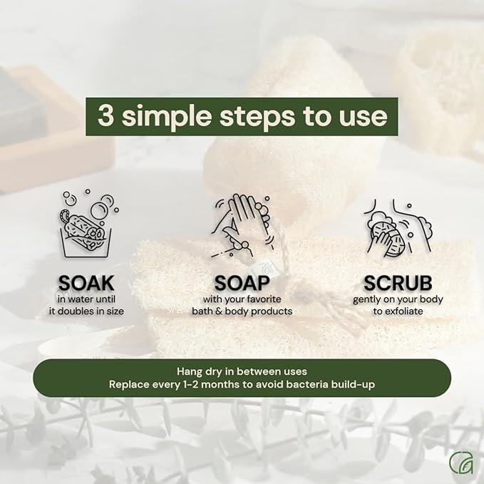 Chill Ah Green Glow Loofah Sponge Set – 100% Plant-Based, Biodegradable - Image 6