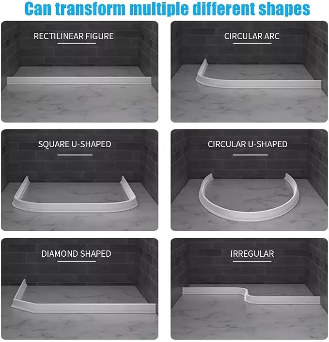 Flexible Rubber Shower Water Stopper Strip, 2m Length Bathroom Floor Dam Barrier - Image 3