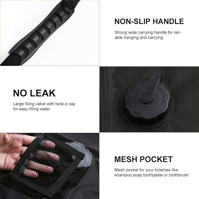 Solar Shower Bag | 5 Gal/20L Solar Heating Camping Shower Bag | Removable Hose - Image 4