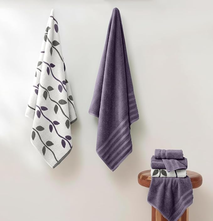 Modern Threads Organic Vines 6-Piece 100% Cotton Towel Set – Yarn Dyed Jacquard - Image 2