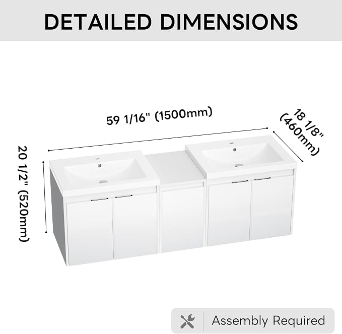60 inch Floating Bathroom Vanity - Image 2