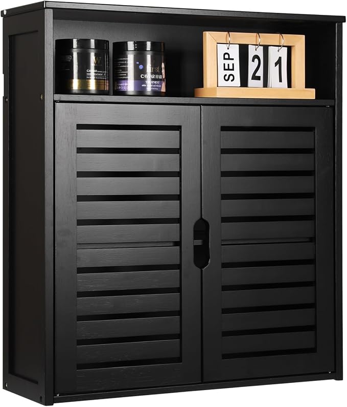 HYNAWIN Wall-Mounted Black Bathroom Cabinet by HYNAWIN