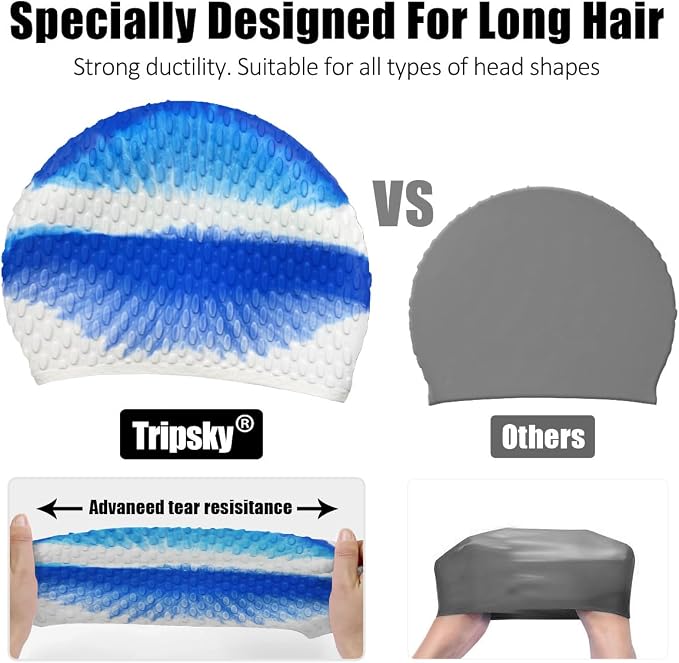 Tripsky Silicone Swim Cap, Comfortable Bathing Cap Ideal - Image 4