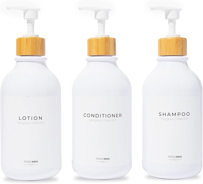MaisoNovo Refillable Shampoo and Conditioner Bottles | 16.9 fl oz Set of 3 by MaisoNovo-TheArtofSustainableLiving