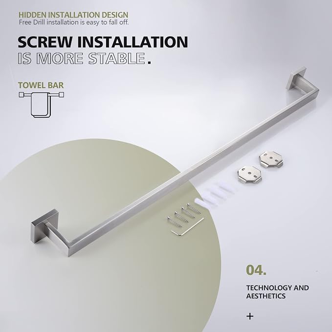 KOKOSIRI 32-Inch Single Towel Bar, Bathroom Kitchen Towel Holder, Wall Mounted - Image 6