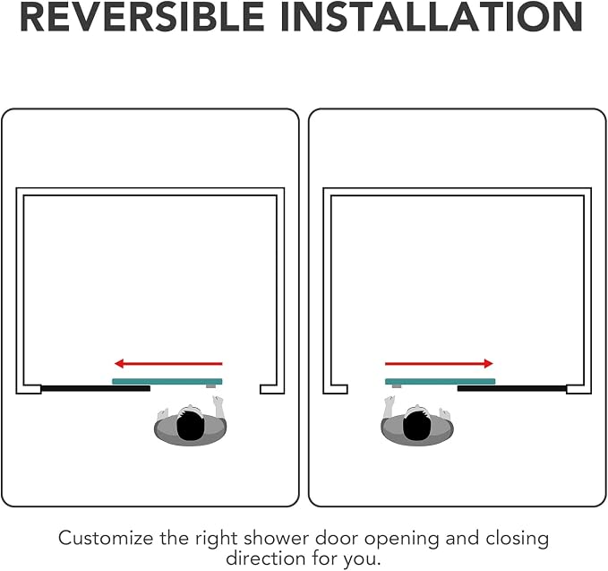 Sunrosa Semi-Frameless Tub Shower Door, 59-2/8"W 60" H Single Sliding Door - Image 7