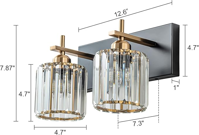 2-Light Crystal Bathroom Vanity Lights - Image 4