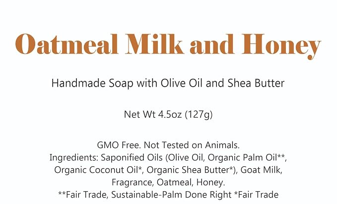 3 Pk Oatmeal Milk & Honey Organic Soap Bars, Handmade in USA, Natural & Cruelty - Image 2