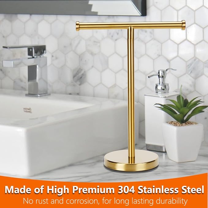 Gold Towel Rack Hand Towel Stand, Bathroom Towel Holder Stand SUS304 Stainless - Image 2