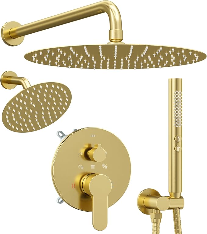 Shower Systems STARBATH 12+6" Round Dual Rainfall Shower Head by STARBATH