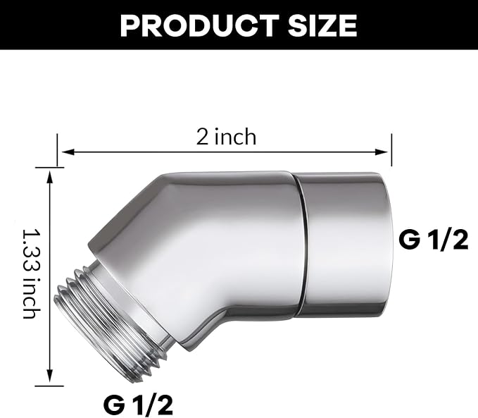 Shower Head Elbow Adapter, All Metal Handheld & Wall-Mounted Shower Arm - Image 2