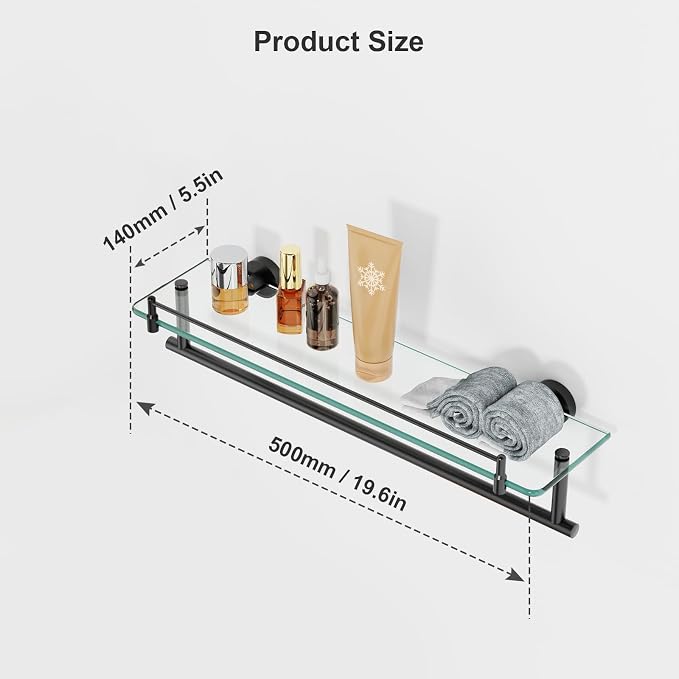 20-Inch Tempered Glass Bathroom Shelf - Image 3