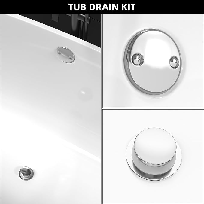 Tub Drain Replacement Kit, Metal Tip-Toe Bathtub Drains and Overflow Kit - Image 7