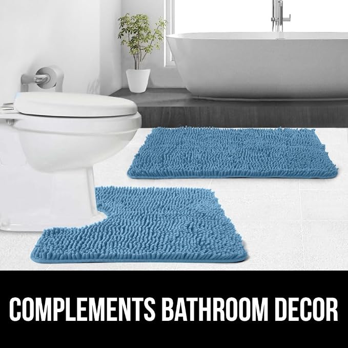 GORILLA GRIP Plush Absorbent Shaggy Chenille Bath Rug Mat - Image 9
