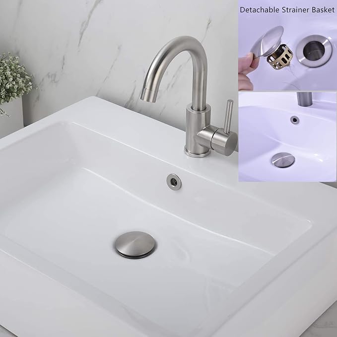 Bathroom Sink Drain, Drain Stopper Bathroom Sink Without Overflow, Pop Up Drain - Image 6