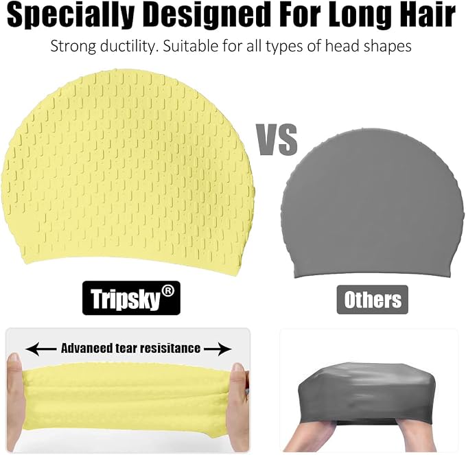 Tripsky Silicone Swim Cap, Comfortable Bathing Cap Ideal - Image 5
