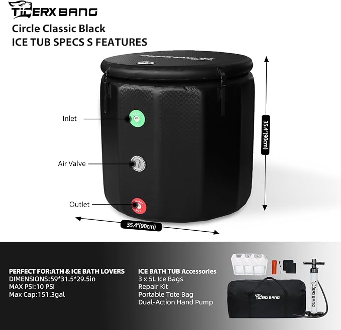 Ice Bath Tub, Inflatable Cold Plunge Tub, Water Chiller Compatible, 151.3Gallon - Image 2
