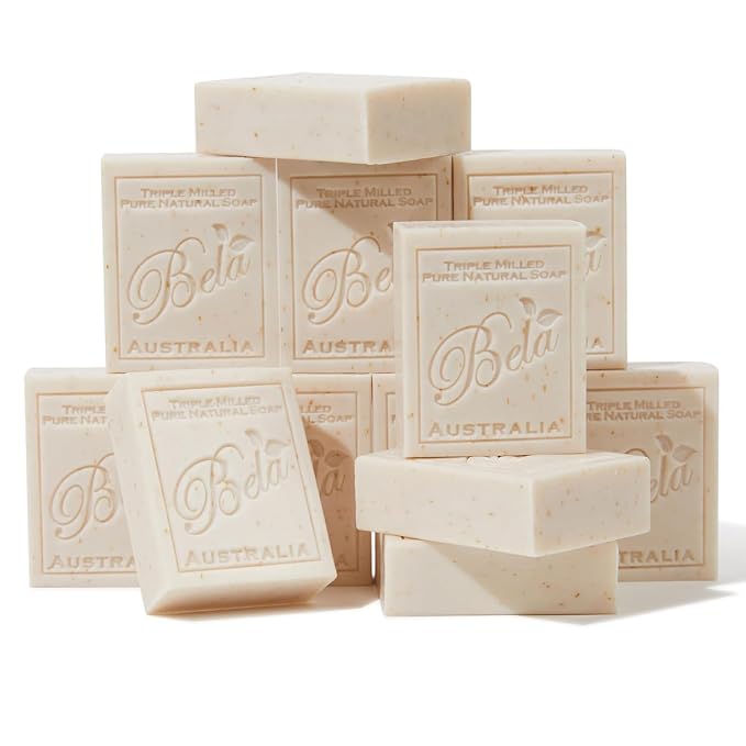 BELA Oatmeal Soap with Milk and Bran 3.3 OZ, Long Lasting French Triple Milled by BELAPURENATURALSOAPSANDODORELIMINATINGHOMEFRAGRANCES