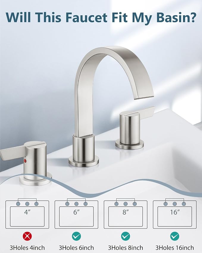 Aolemi Bathroom Faucets 3 Hole, 8 Inch Widespread Waterfall Bathroom Sink Faucet - Image 9