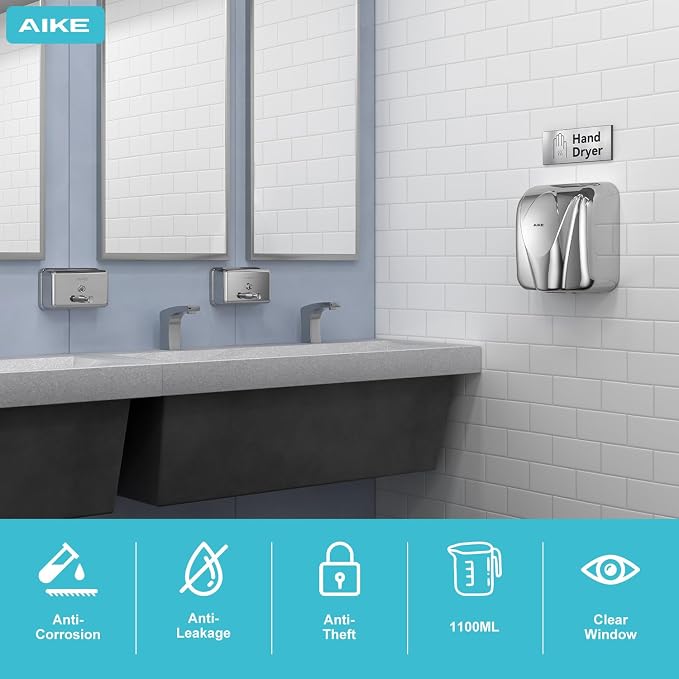 AIKE AK1005 Commercial Soap Dispenser – 37oz Capacity, Polished Stainless Steel - Image 6