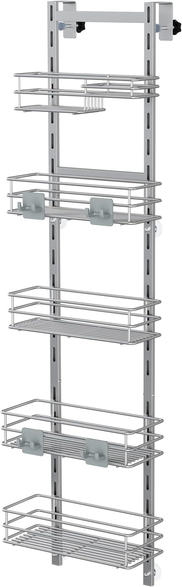 Orimade Over the Door Shower Caddy Adjustable 5 Tier Silver Grey, Bathroom - Image 9