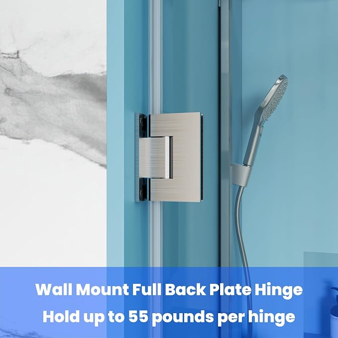 Shower Door Hardware Kit for Frameless Corner Shower Setup, Includes Hinges - Image 3