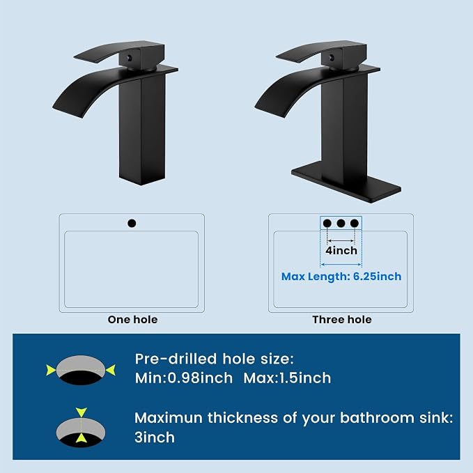 Airuida Matte Black Waterfall Bathroom Faucet, Single Handle Single Hole - Image 5