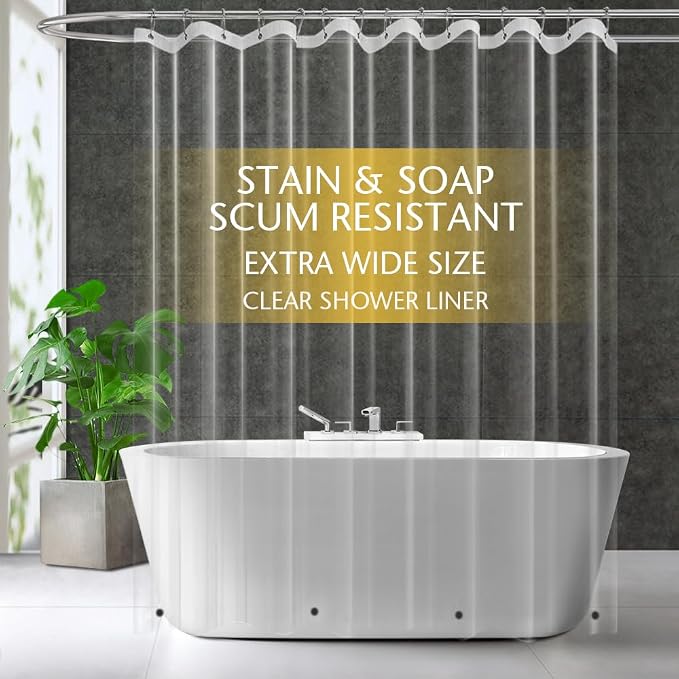 Extra Large Size PEVA Plastic Shower Curtain Liner Premium Light Weight 82" x by ZEMAHOME