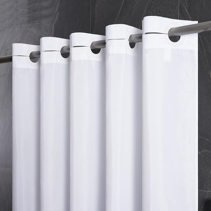 Furlinic No Hook Long Shower Curtain 78 Length, Soft Polyester Fabric Wahable by Furlinic
