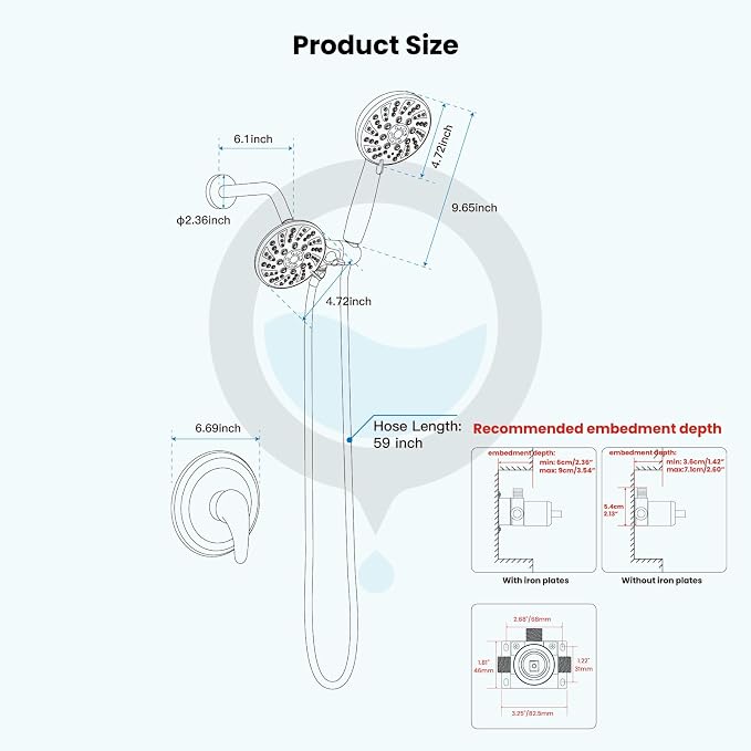 gotonovo Dual 2 in 1 Shower Head Kit High Pressure Combo System Shower Faucet 6 - Image 8