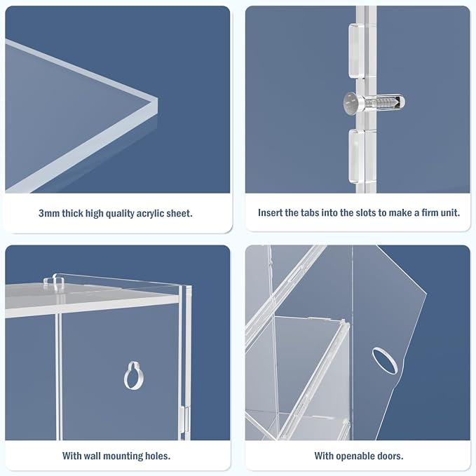 Choowin 3 Layer Wall Shelf Clear Acrylic Display Case - Image 5