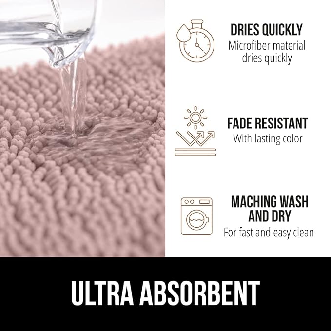 GORILLA GRIP Bath Rug Mat 30x20, Soft Absorbent Chenille, Quick Dry Microfiber - Image 4