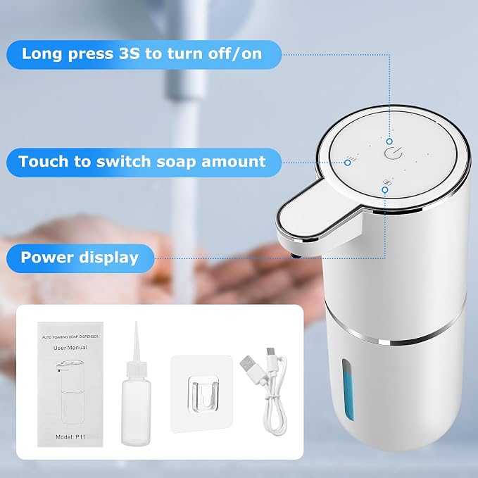4 Pack Automatic Soap Dispensers, 12.8oz/380ml USB Touchless Automatic Foaming - Image 3