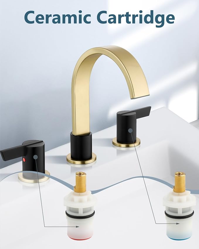 Aolemi Bathroom Faucets 3 Hole, 8 Inch Widespread Waterfall Bathroom Sink Faucet - Image 5