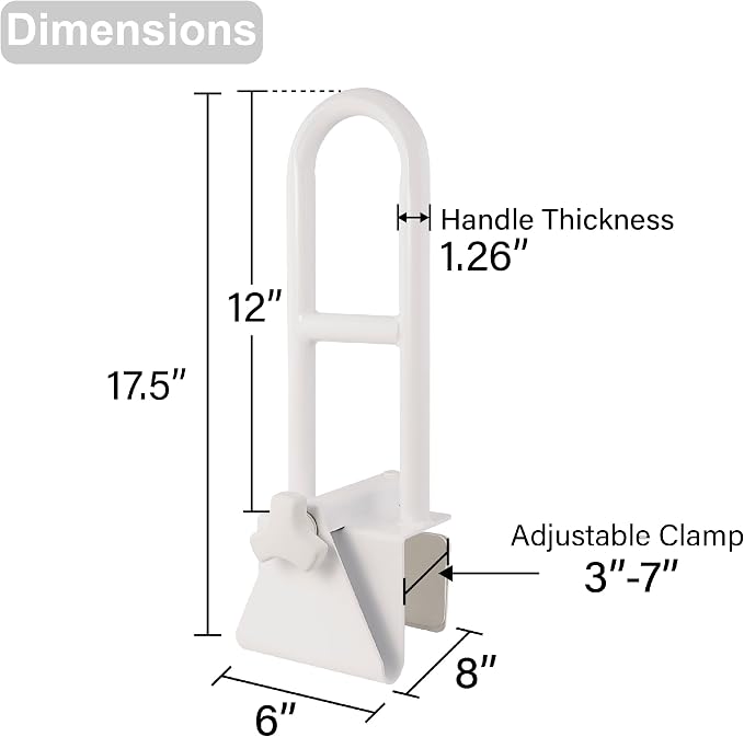 Vaunn Medical Adjustable Bathtub Safety Rail Shower Grab Bar Handle, Stainless - Image 3