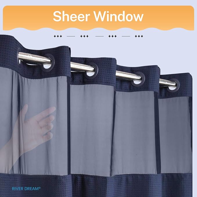 River Dream Stall Heavyweight No Hooks Required Dotted Waffle Weave Shower - Image 2