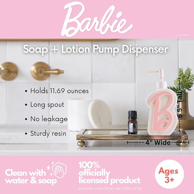 Collectibles Barbie Light Pink B Monogram Soap/Lotion/Hand Sanitizer Resin Pump - Image 2