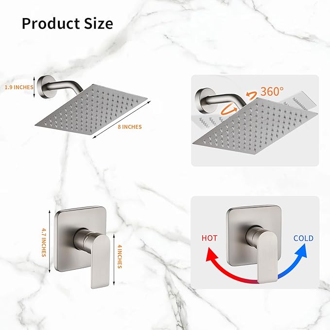 Brushed Nickel Shower Faucet Single Function Trim Kit - Image 3