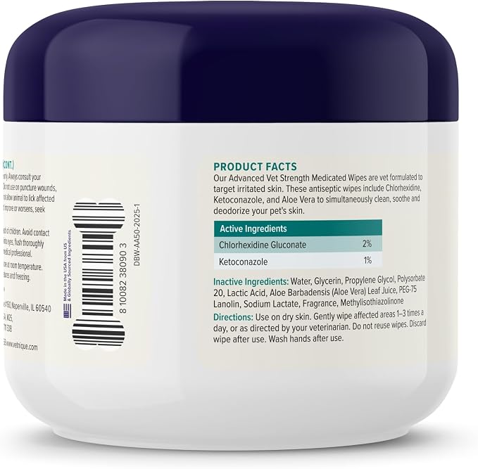 Vetnique Dermabliss Advanced Strength Medicated Antibacterial Wipes - Image 4