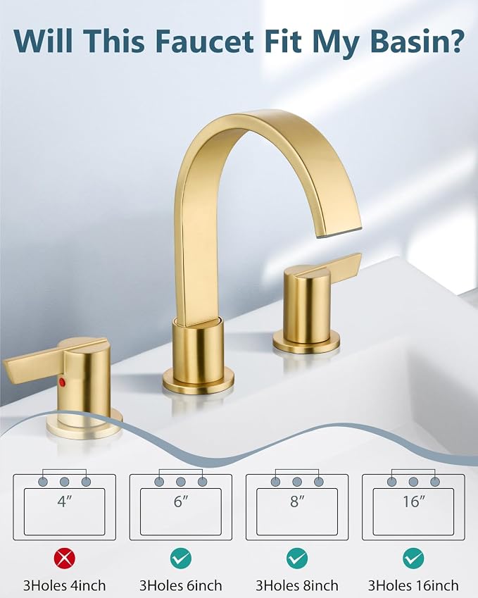 Aolemi Bathroom Faucets 3 Hole, 8 Inch Widespread Waterfall Bathroom Sink Faucet - Image 9