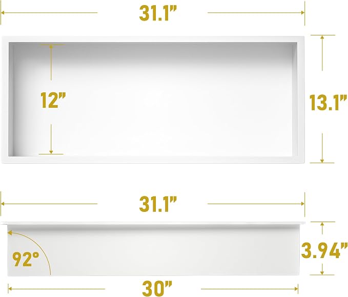 Stainless Steel Shower Niche 30" X 12" White No Tile Needed Niche Shower - Image 3