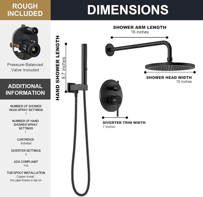 Lava Odoro Modern 2-Setting Round Rain Shower System - Image 7