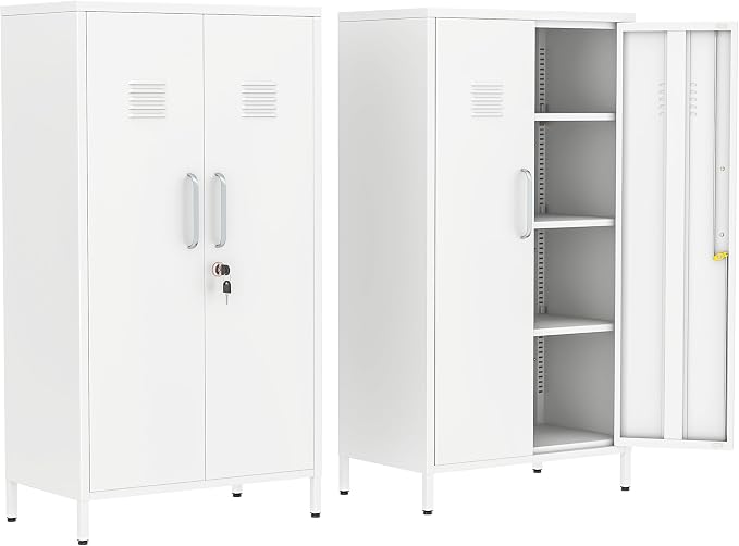 Tall Narrow Storage Cabinet 51.18" H Bathroom Cabinet Metal Pantry Cabinets by Ckzbx