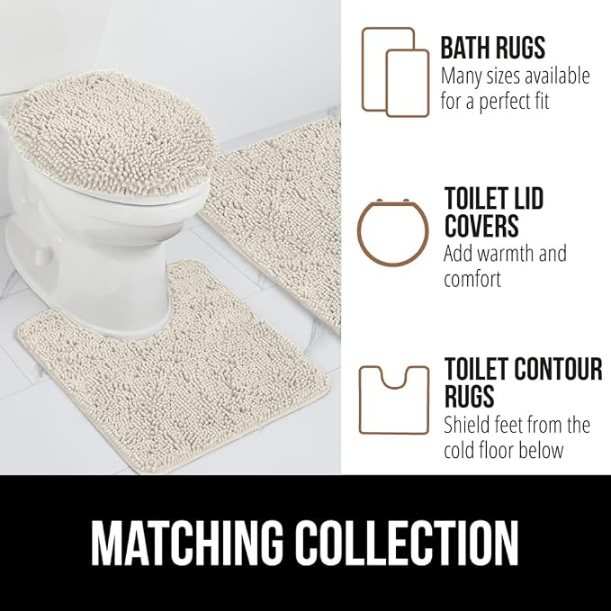 GORILLA GRIP Plush Absorbent Shaggy Chenille Bath Rug Mat - Image 8