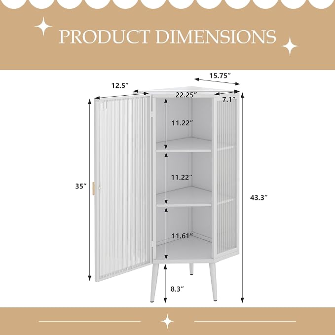 Corner Storage Cabinet with Glass Door - Image 2