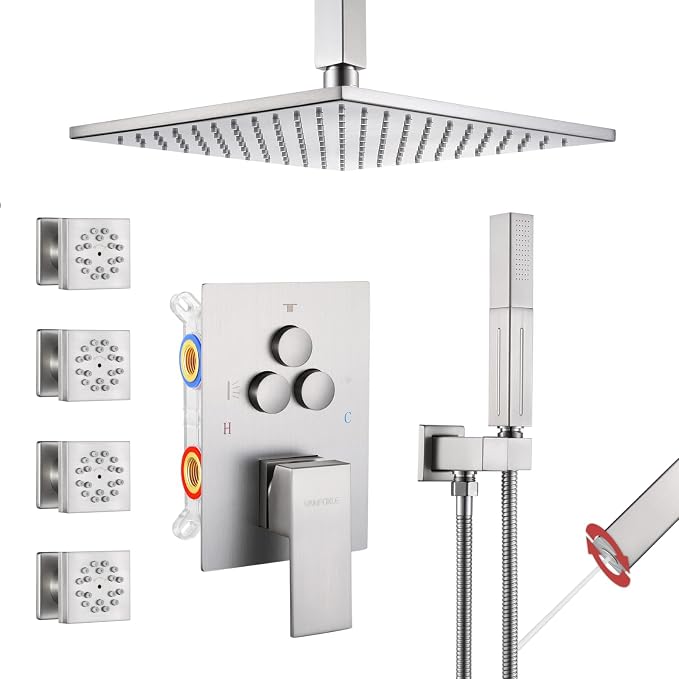 VANFOXLE Shower Faucet Set Brushed Nickel Shower System by VANFOXLE