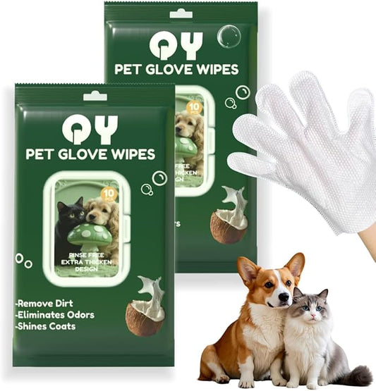20-Pack Extra Thick Pet Cleaning Glove Wipes by QingYa